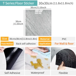 10/20 pcs pvc marble imitation floor adhesives self-adhesives Dwaterproof water wall stickers bathroom living room is moden decoration decalque 10 Main Sales Sticker Floor - №9