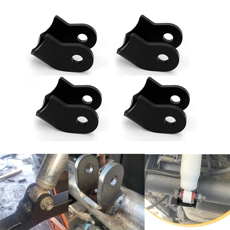 

4PCS Heavy Duty Shock Brackets Thick Weld-On Curved Black Mount Suspension Brackets for Off-Road Trailers