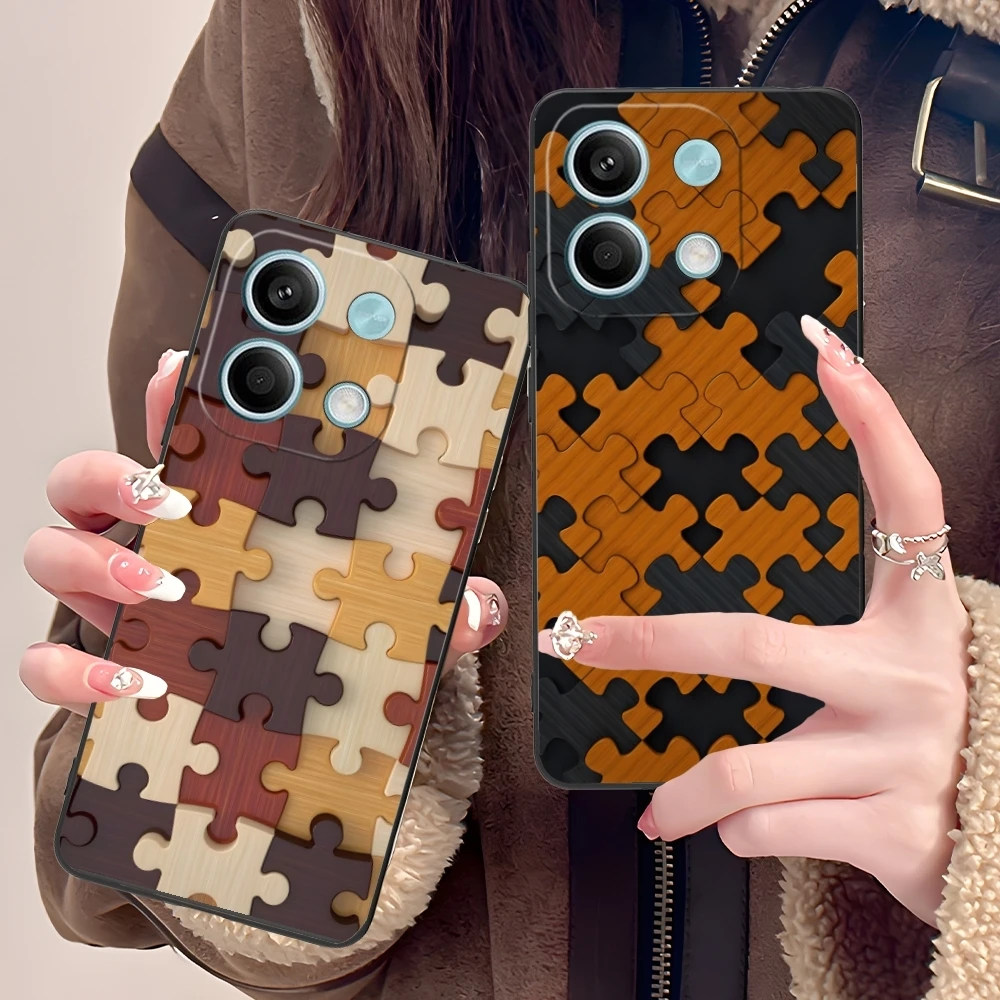 Puzzle Pretty Fashion Mobile Cell Phone Case for Xiaomi POCO M6 M5 M4 M3 X6 X5 X4 X3 F6 F5 F4 F3 F2 C40 Pro GT 5G Black Cover