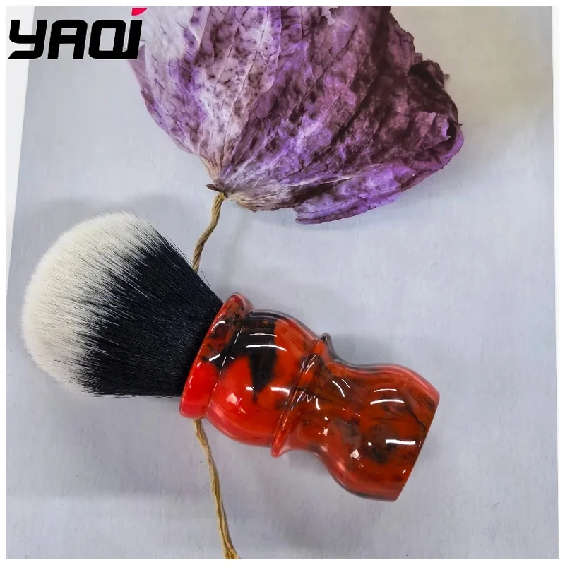 YAQI Wet Shaving Tool Shaving Brush 26mm Retro Red Red Marble Tuxedo - Portable Travel for Superior Face Care Men's 2026 New