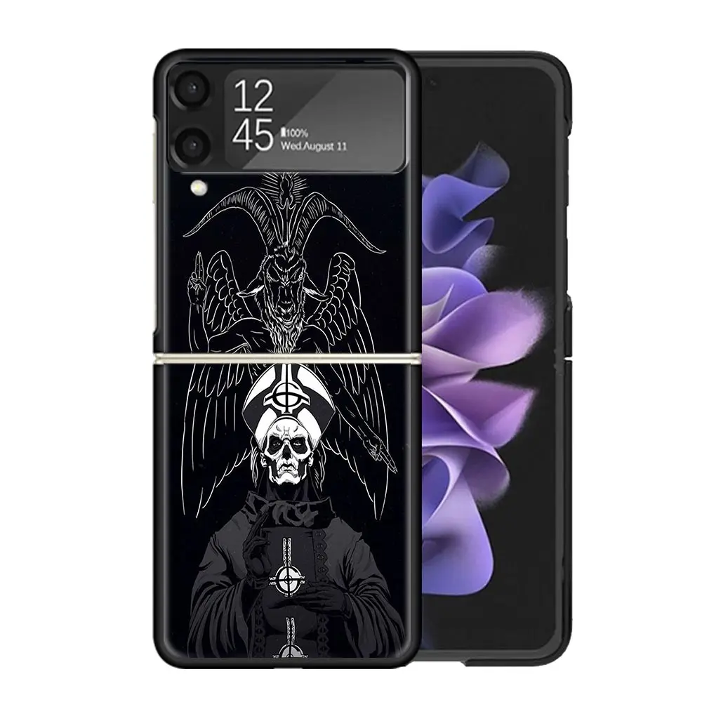 Ghost papa emérito claro caso de telefone para samsung z flip 5 4 3 galaxy zflip 6 5g à prova de choque capa dura impressão tpu pc coque