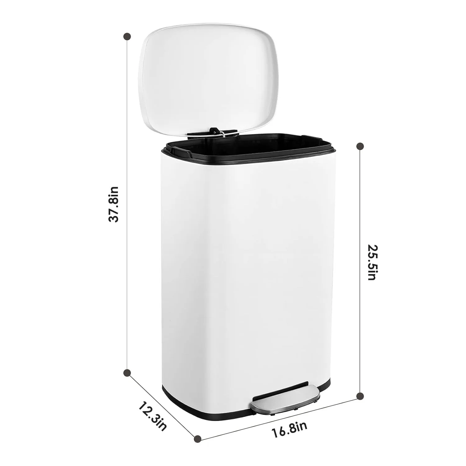 Trash Can, Stainless Steel Garbage Can with Silent Lid, Durable Pedal & Inner Bucket, Pedal Garbage Bin for Kitchen Inside