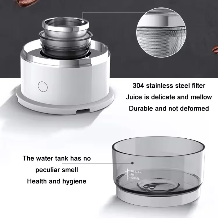 Mini camping coffee machine 160ml water tank, ground coffee compatible kitchen, outdoor and office fast coffee machine