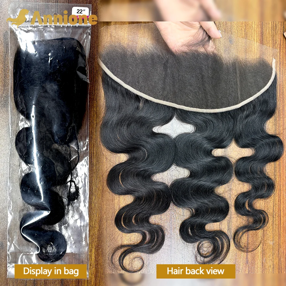 Annione-Perruque Body Wave avec Baby Hair, 100% cheveux humains, dentelle transparente, 4x4, 5x5, 12A, 13x4, 0.1mm