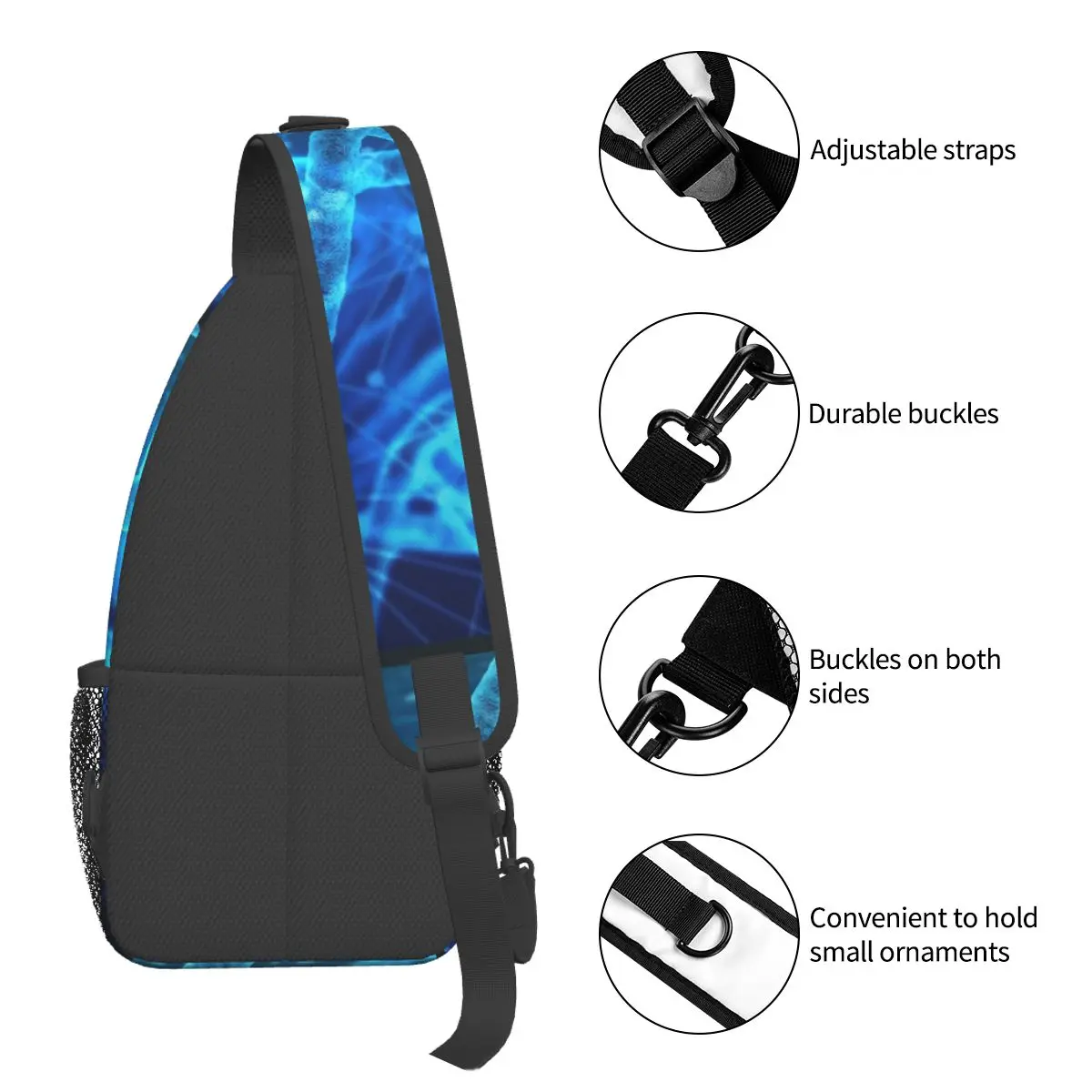 DNA Science-bandolera con estampado 3D para el pecho, morral de hombro para viajes, senderismo y ciclismo, morral de día