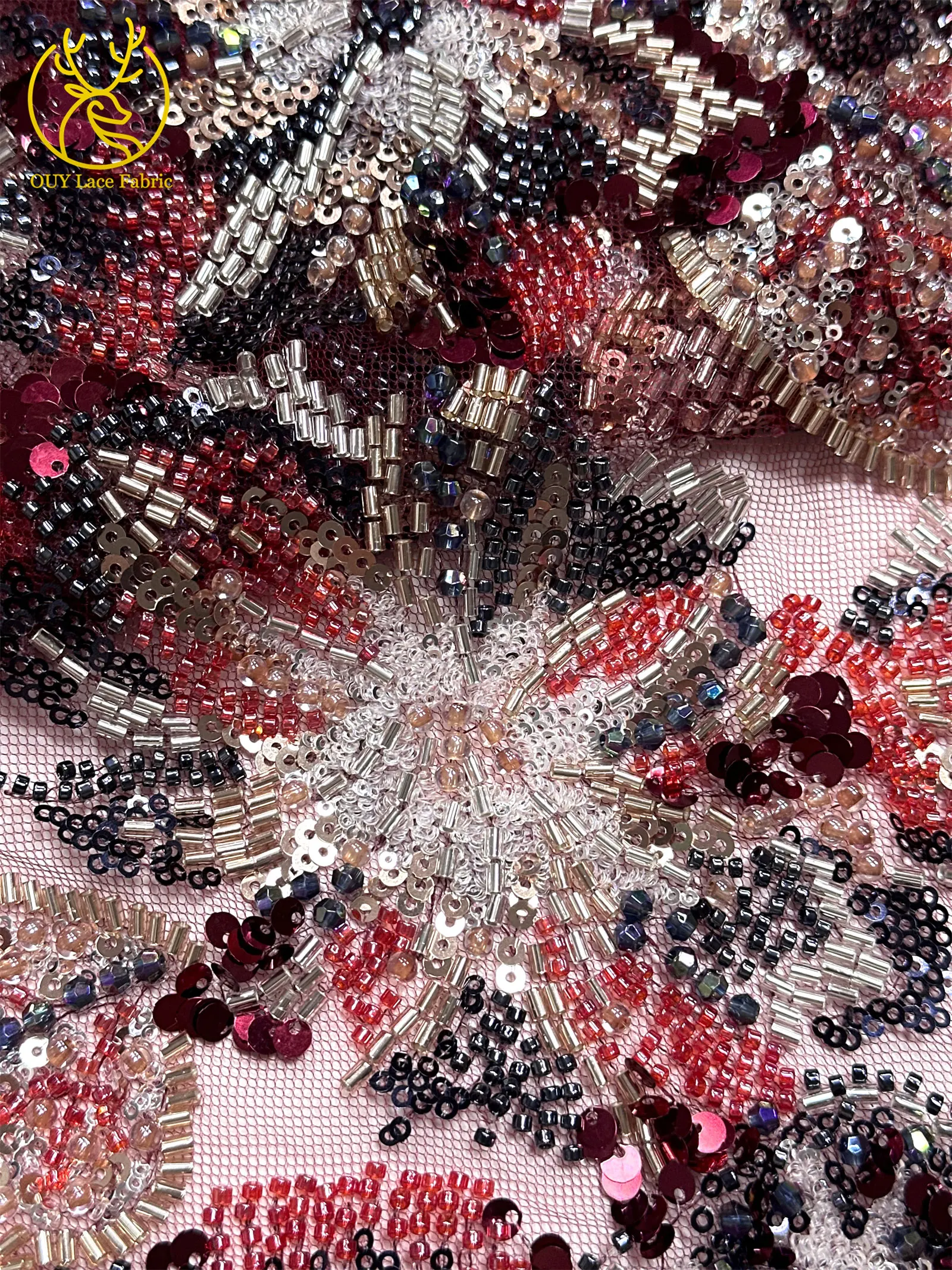 Haute Couture Afrikanischer Schwer Perlenverzierter Spitzenstoff 2026 Hochwertige Französische Pailletten-Spitze Nigerianischer Spitzenstoff für Party- und Hochzeitskleider – Detail 19