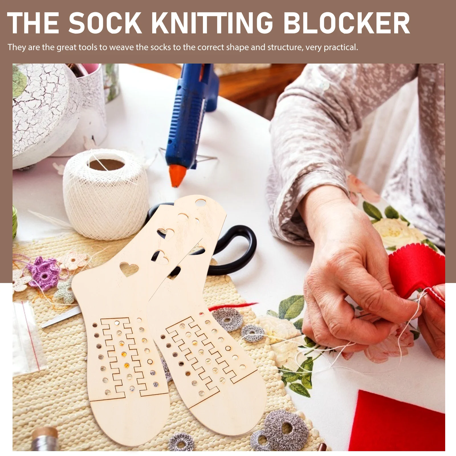 2 Pcs DIY Wooden Sock Knitting Tools Blockers Machine Crochet Mold for Needles Hooks Stockings