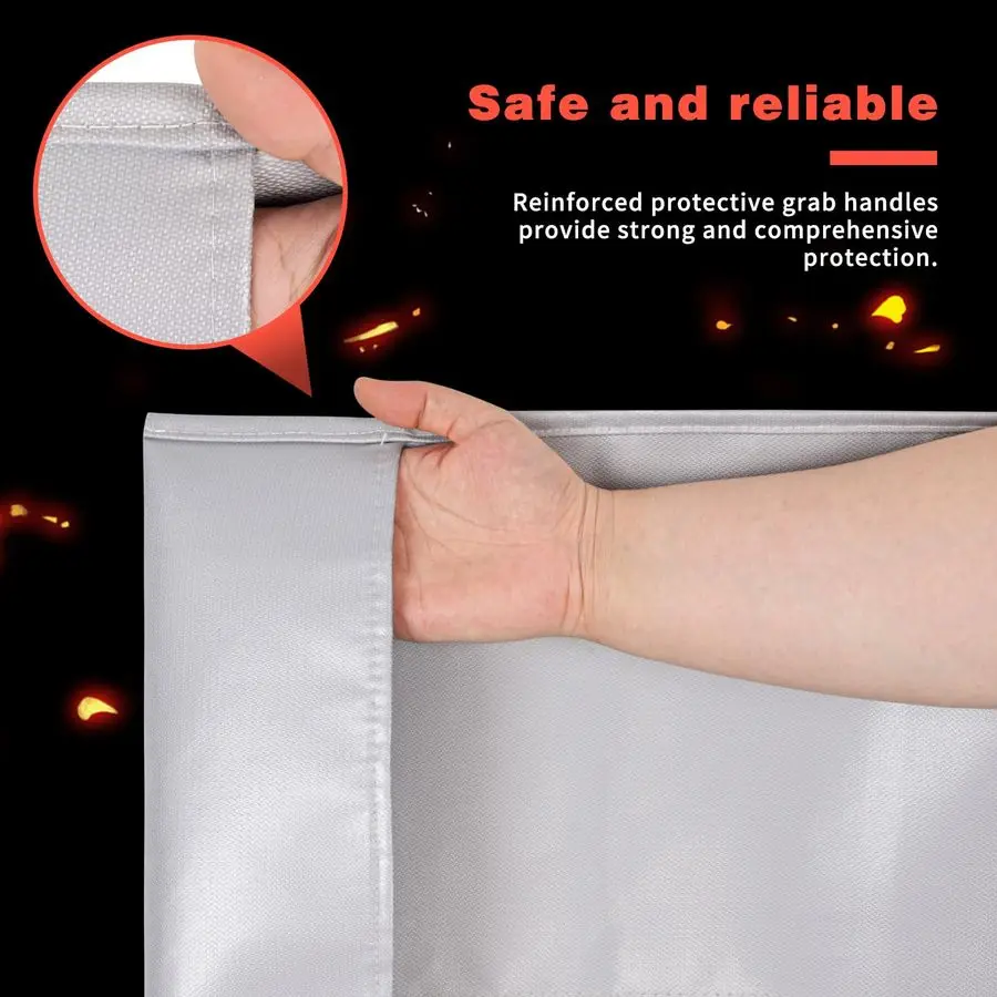 عباءة مقاومة للحريق مع غطاء محرك السيارة، بطانية حريق كبيرة جدًا يمكن ارتداؤها في حالات الطوارئ للمنزل، مطلية بالسيليكون على الوجهين، مقاومة للحرارة #6