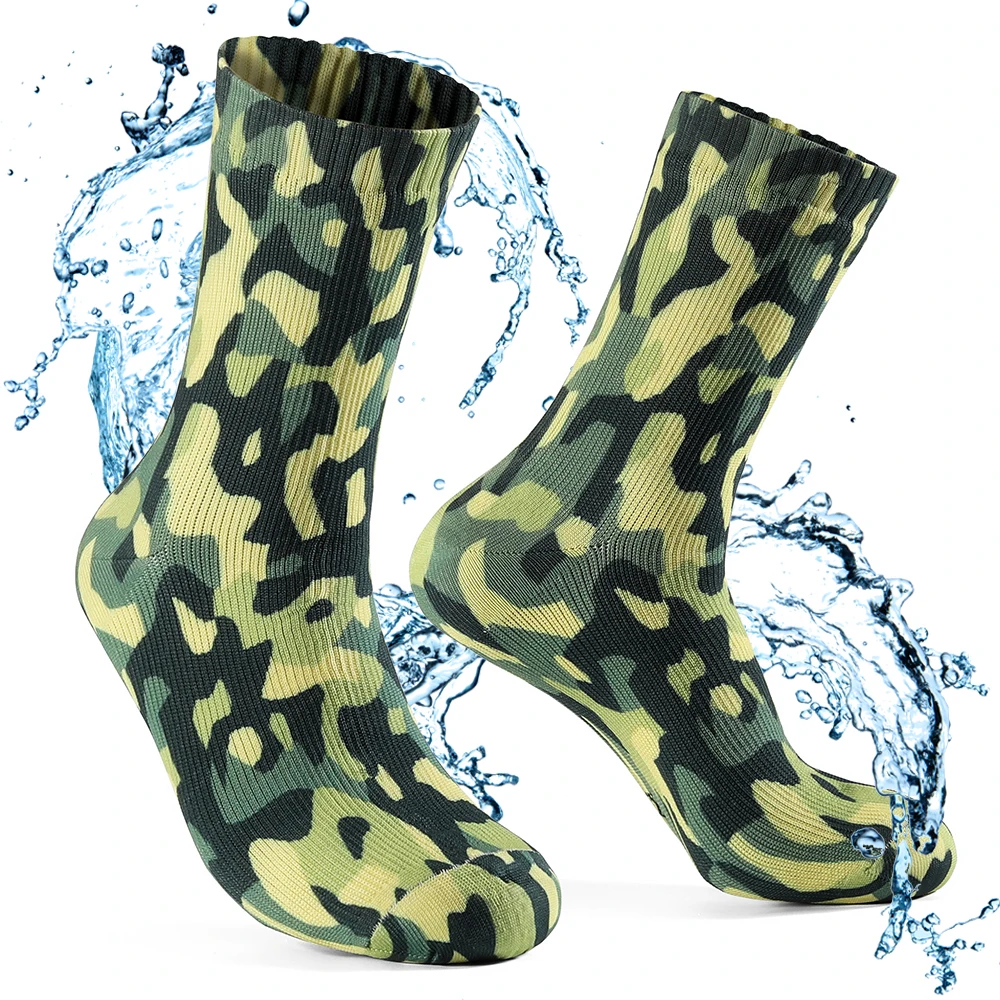 Waterproof Socks for Men Warm Snow Thermal Sports Sock PORELLE MEMBRANES Snowboard Cycling Ski Bicycle Winter Army Green