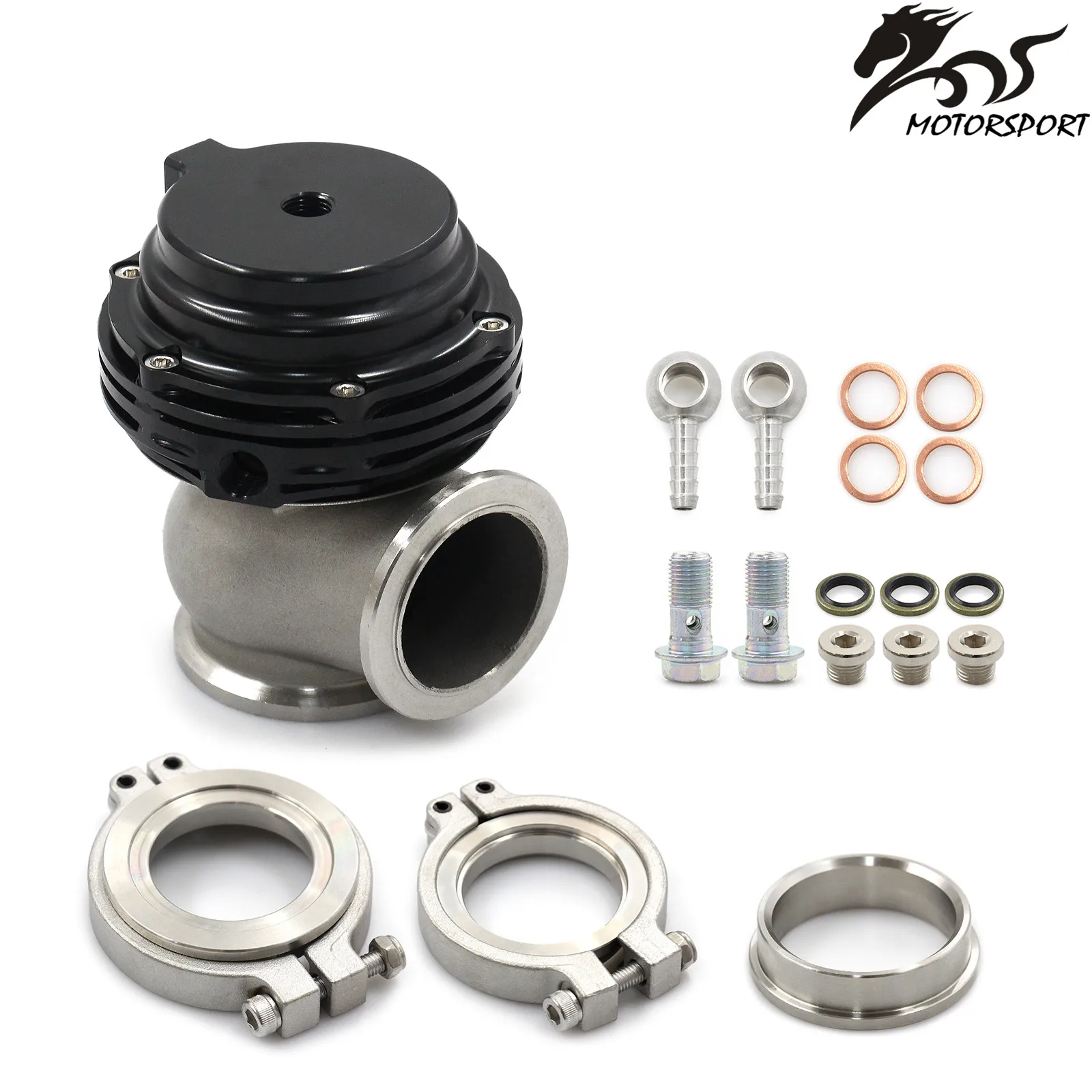 MVS 38mm Wastegate 38mm Wastegate External Turbo Waste gate With V-band And Flanges For Supercharge Turbo Manifold 14PSI