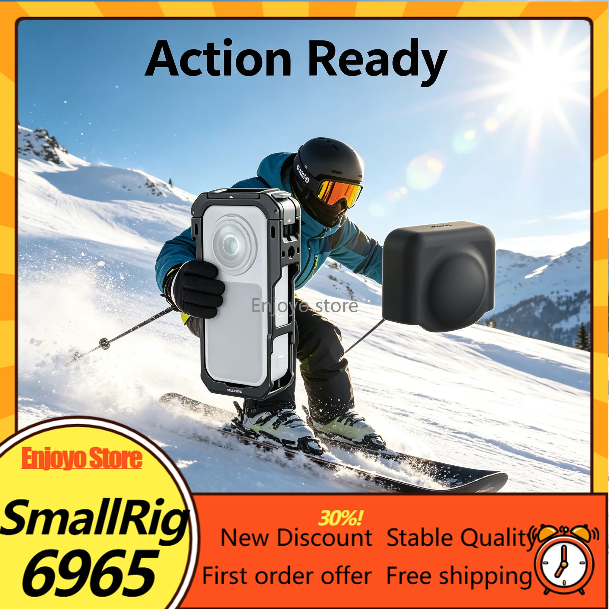 SmallRig 6965 X6 Camera Cage for Insta360 X6 with Silicone Lens Cap Wind Noise Reduction Quick Release Mount 1/4
