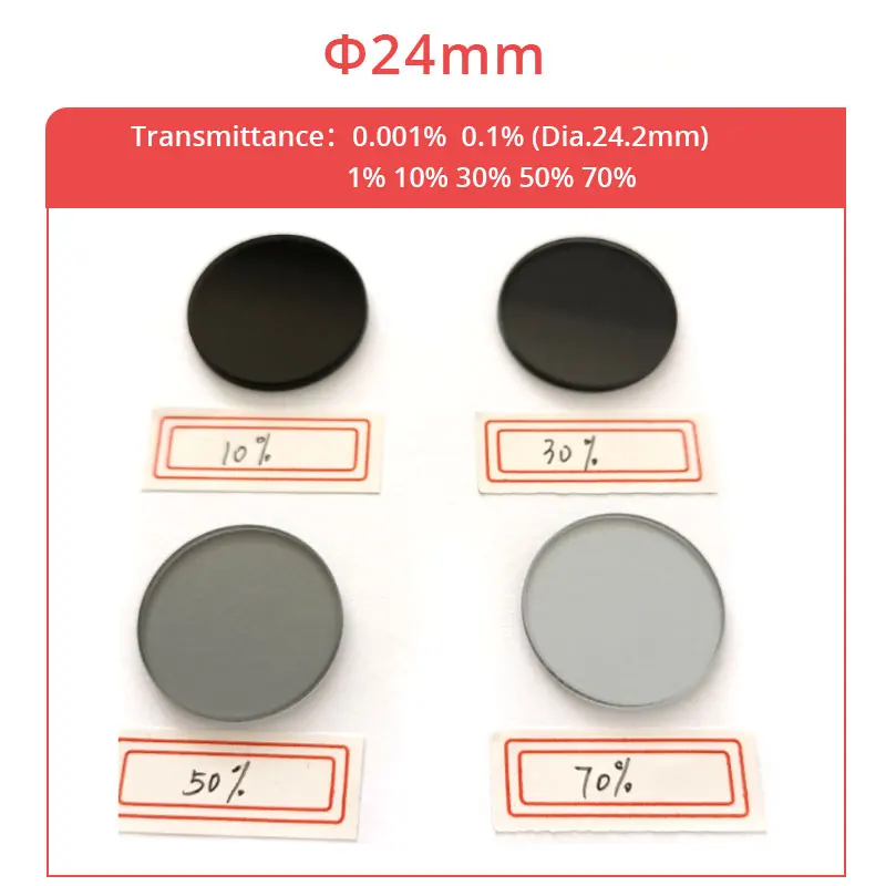 Diameter 24mm Dimmer neutral gray glass filter lens transmittance 0.001% 0.1% 1% 10% 30% 50% 70% to choose