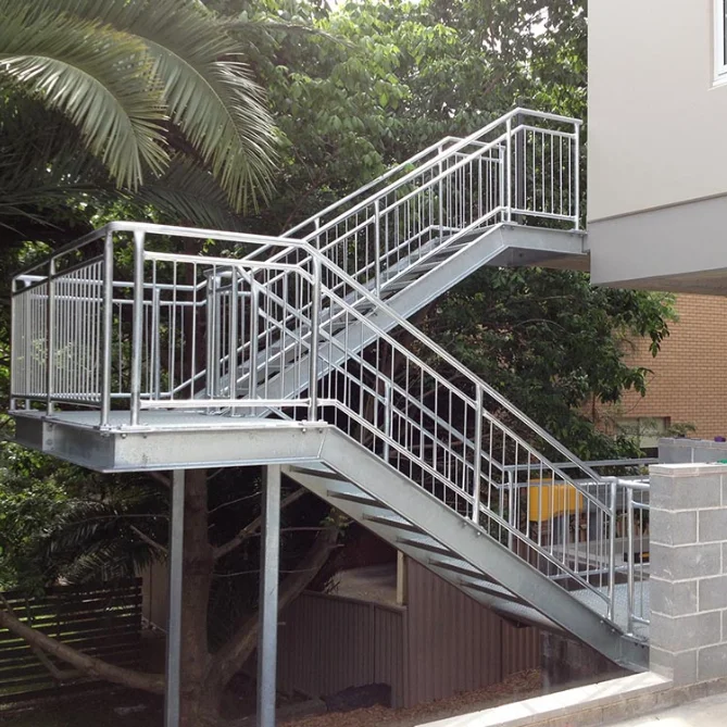 Customization Outdoor Metal Staircase Used Industrial Steel Stair Hot Galvanized Staircase