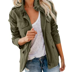 Women's Plus Size Jacket Daily Fall Regular Casual Jacket Long Sleeve Solid Color buttons protect Fashion Jacket