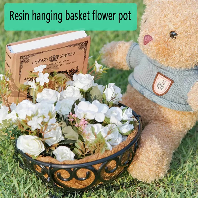 Creative Hanging Round Coconut Hanging Flowerpot Iron Chain Planters Basket Green Plant Chlorophytum Home Decoration