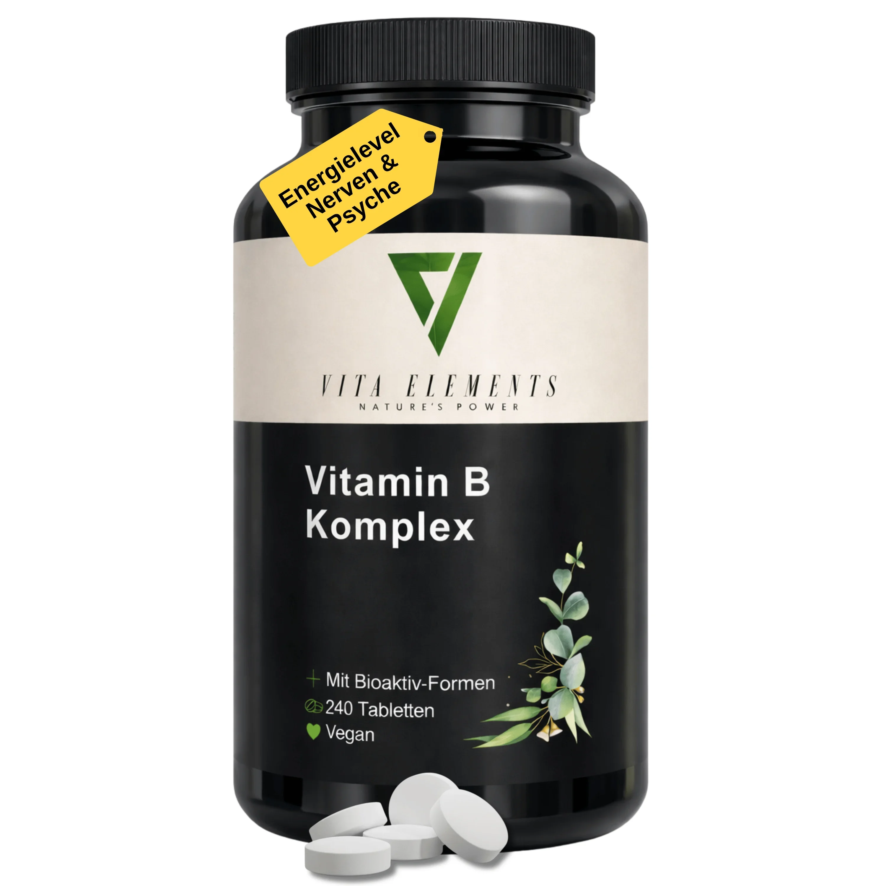 Tabletas de complejo de vitamina B | Probado en laboratorio en Alemania | Suplementos dietéticos | Con todos los 8 vitamin