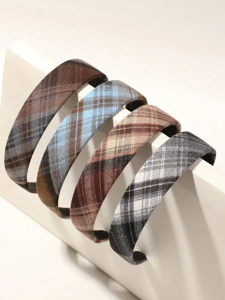 

Retro Multi-Color Plaid Wide Headband For Women Daily Wear Hair Accessory