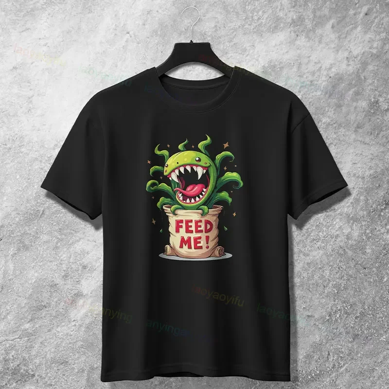 

Feed Me Venus Flytrap Carnivorous Plant Funny Graphic Tee Cotton Round Neck Casual T-Shirt for Men
