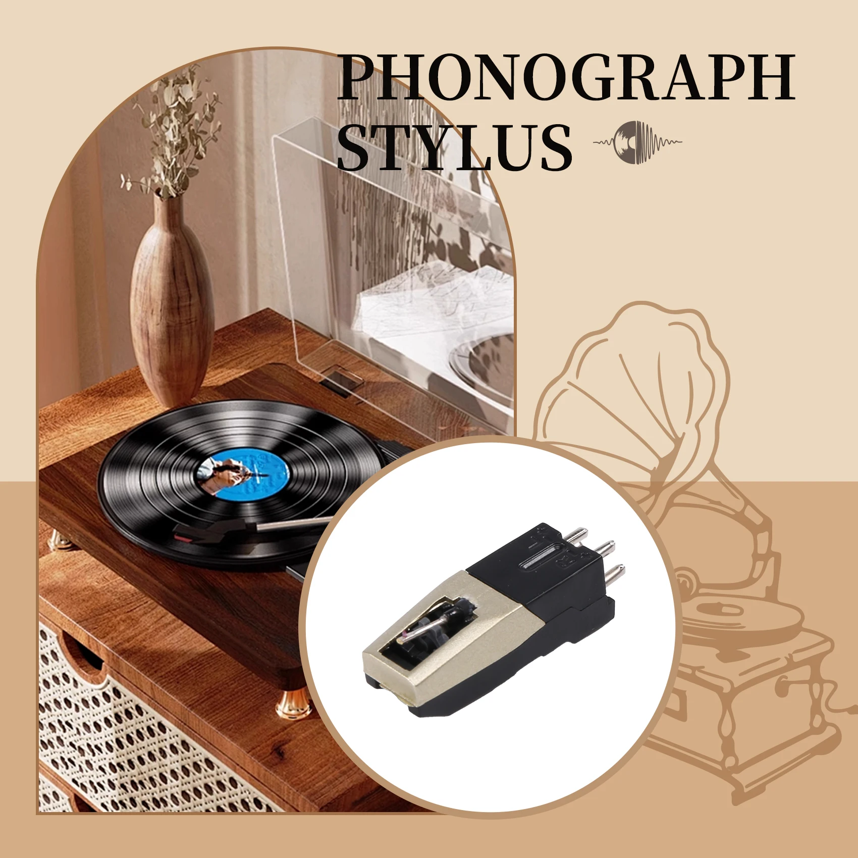 Record Player Needle, Upgraded Record Player Cartridge With Diamond Stylus Replacement For Crosley,Victrola, , LP-TCES