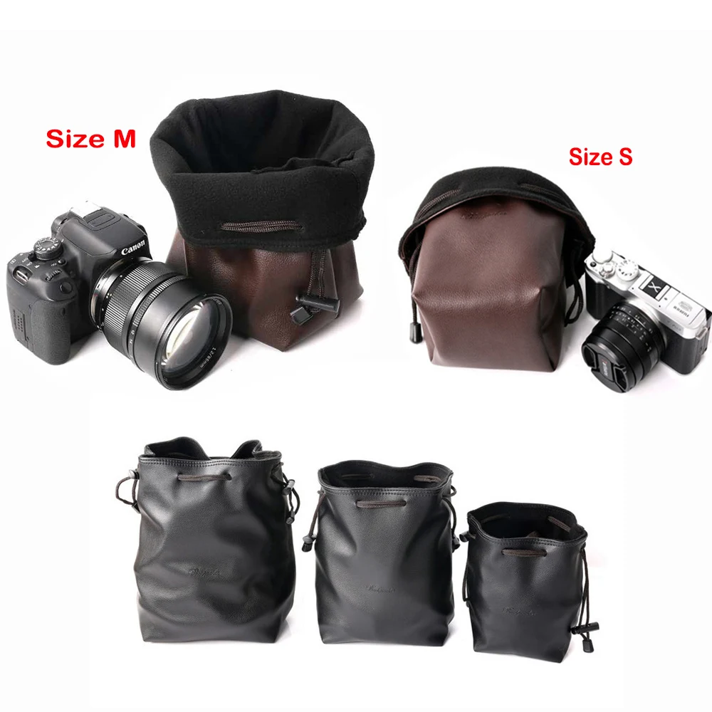 Pu レザーカメラバッグ保護ポーチキヤノン EOS M50 M10 M200 RP R R6II R7 R8 R10 R50 R100 5DIII 6D2 5D4 77D 80D 防水
