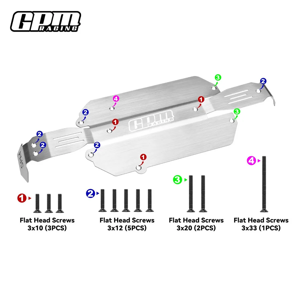 GPM Stainless Steel Chassis Skid Kit Armor For TRAXXAS Mini Slash 1/16 RC Car Parts