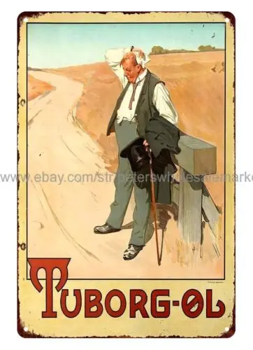palavra arte de parede 1900 arte de cerveja Tuborg por Erich Henningsen sinal de lata de metal