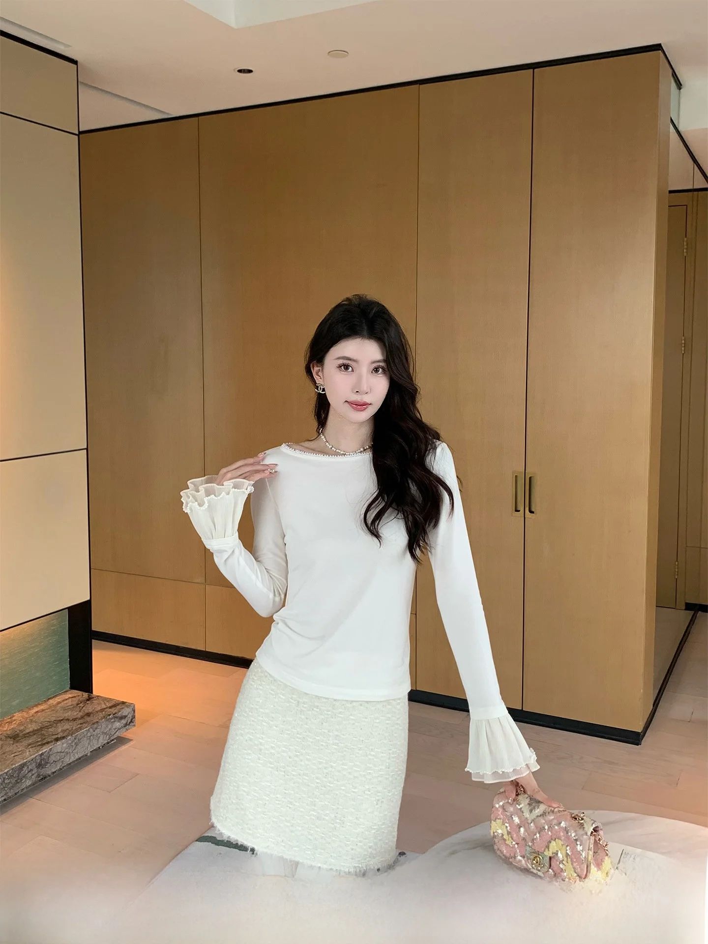 

Женский шерстяной трикотажный топ Kun Snow Orange, облегающий, бежевый, базовый слой, новая коллекция, повседневная одежда, комфортный, средней плотности