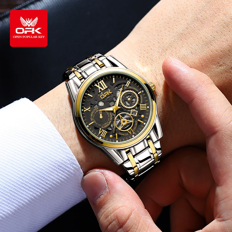 OPK 8135 メンズ腕時計 シンプルファッション オリジナル ビジネス クォーツ ﻿   腕時計 防水 夜光 曜日日付表示 スポーツウォッチ メンズ