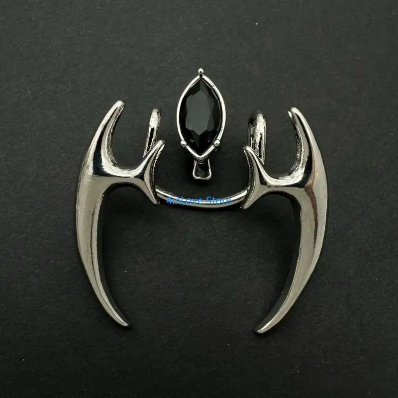 T4MD User Friendly Copper Lip Decors Set Black Stone Embellishments Easy On Body Jewelry For Flexible Creative Styling