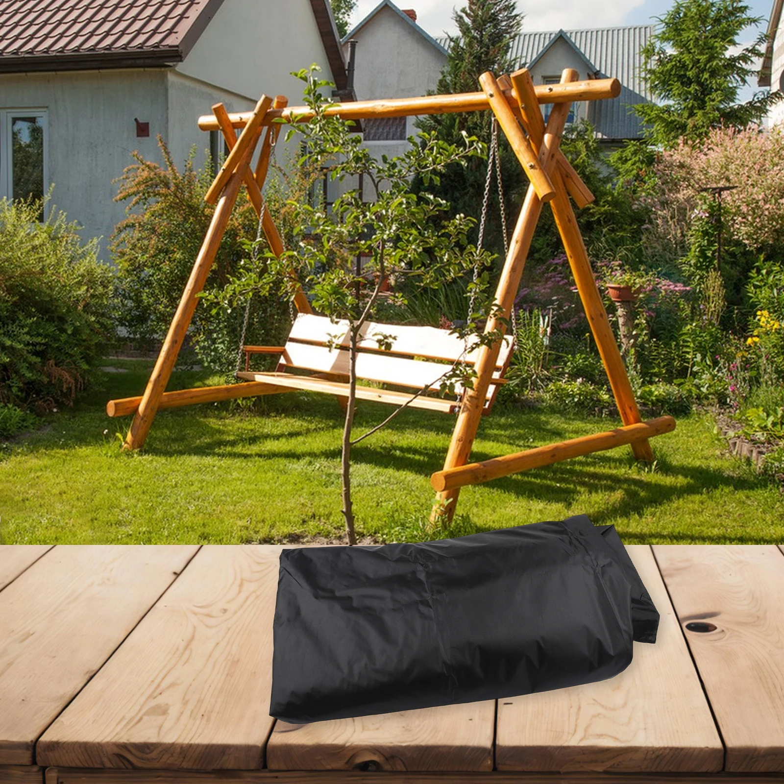 Weatherproof Patio Swing Cover for A Frame Swings Made of Oxford Fabric with Ventilation Holes and Secure Rubber Band Attachment