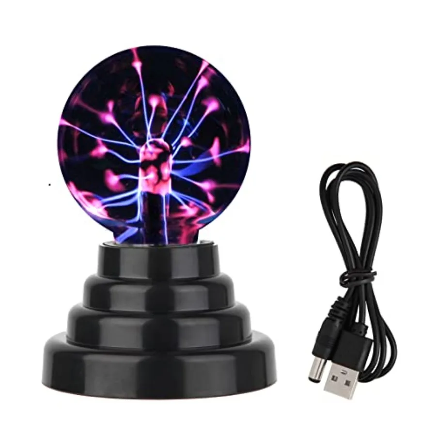

3 Inch Battery or USB Powered Magic Plasma Ball Lamp - Touch Sensitive Interactive Plasma Lamp Nebula Sphere Globe, Science Edu