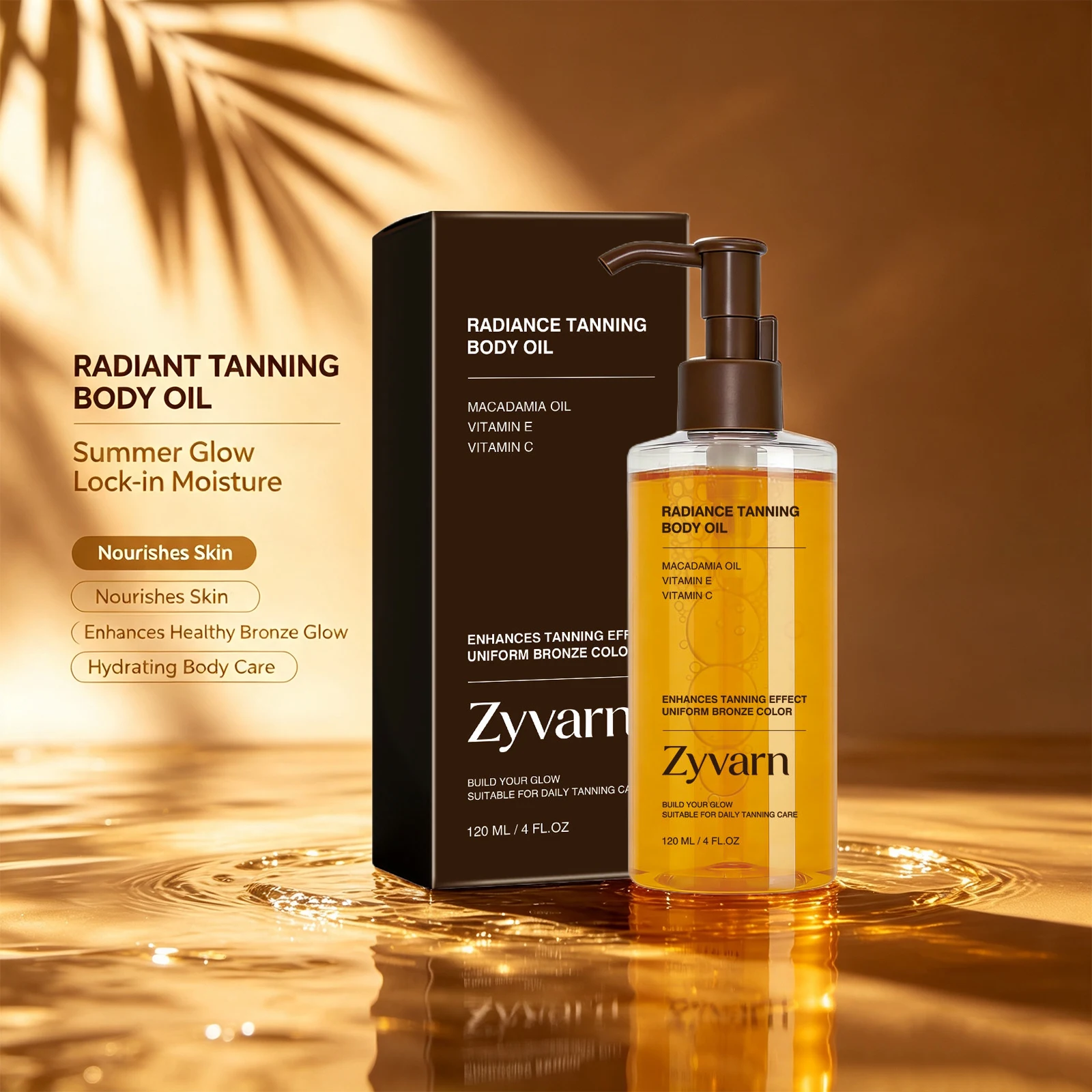 Tanning Body Oil for Outdoor Summer Skin Care Even Skin Tone Enhances Natural Tan Long-Lasting Bronzer Nourishing Body Skin Care