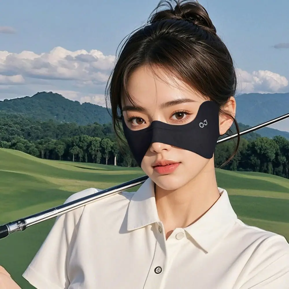 Summer Elastic Ice Silk Mask Thin Sunscreen Veil Golf Face Mask Solid Color UV Protection Sunscreen Eye Patches Women/Girls