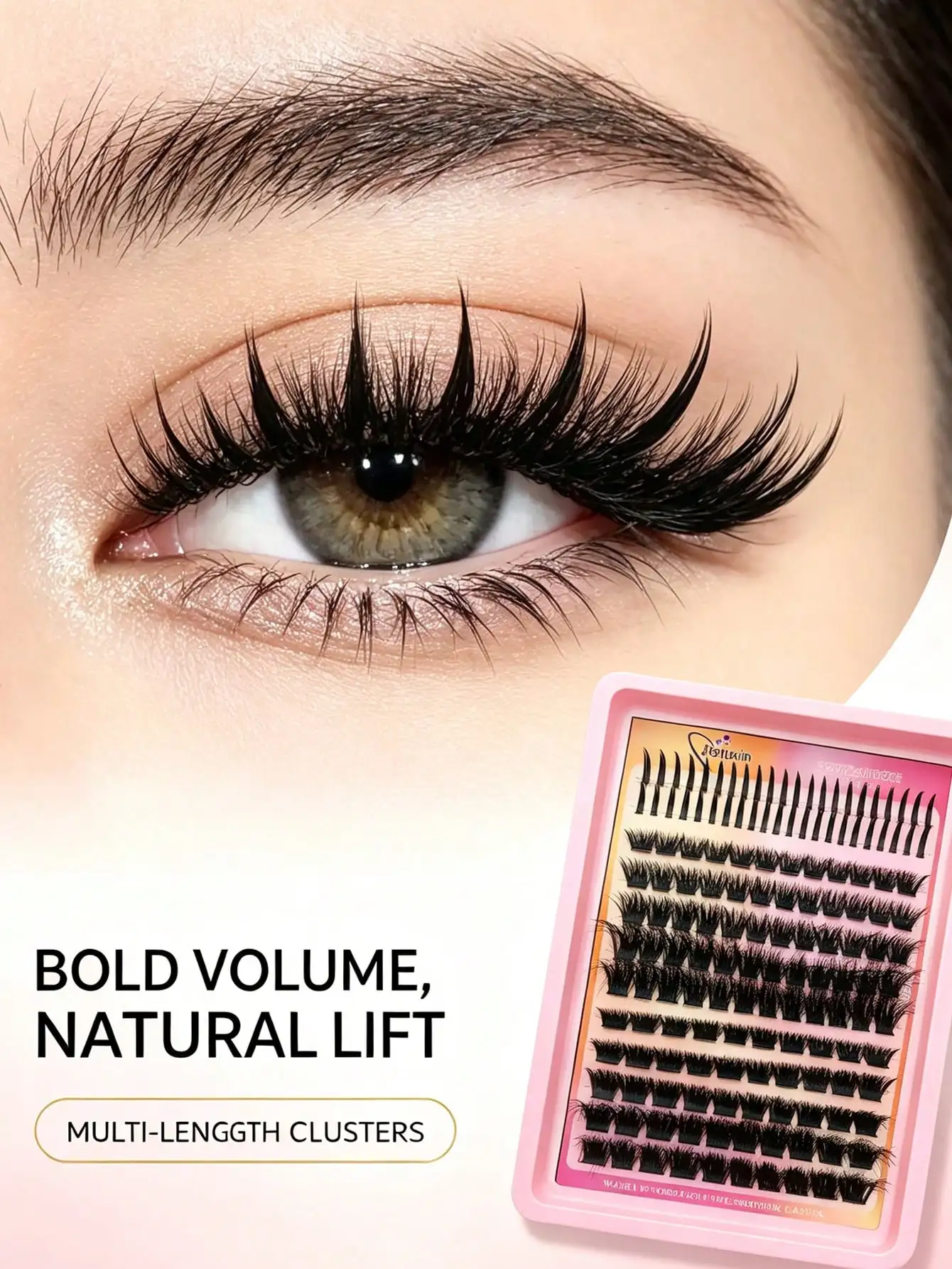 12 Reihen gemischte DIY-Wimpernbüschel mit spitzer Spitze, 3D-Kunstnerzwimpern, weiche, feine Einzelwimpern, wiederverwendbar, leicht, natürliches Augen-Make-up – Detail 4