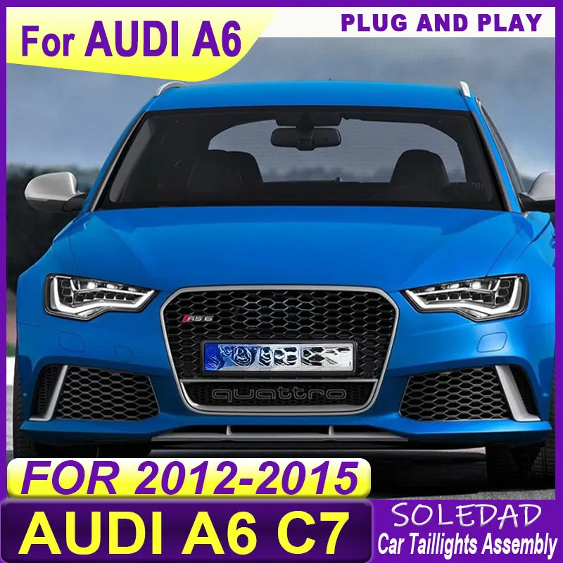 Car headlights For Audi A6 C7 2012 2013 2014 2015 Upgrade Modified Headlights Dynamic Turn Signal Lamp Brake DRL Car Accessories