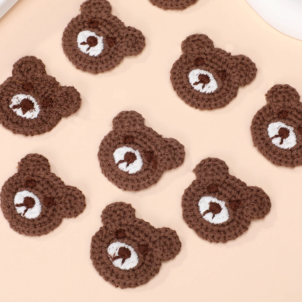 10 Pcs Brown New Embroidered Yarn Bear Patches DIY Clothing Shoes Hats Hair Clips Hair Accessories Cloth Stickers