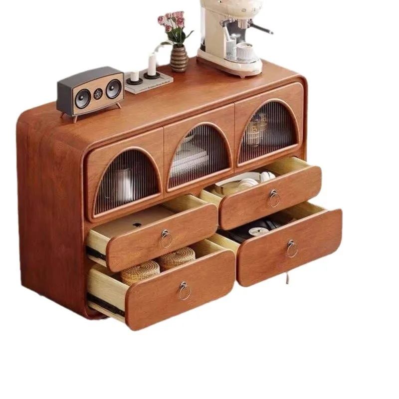 

Nordic retro solid wood dining side cabinet, chest cabinet against the wall, antique storage, living room, sofa side storage