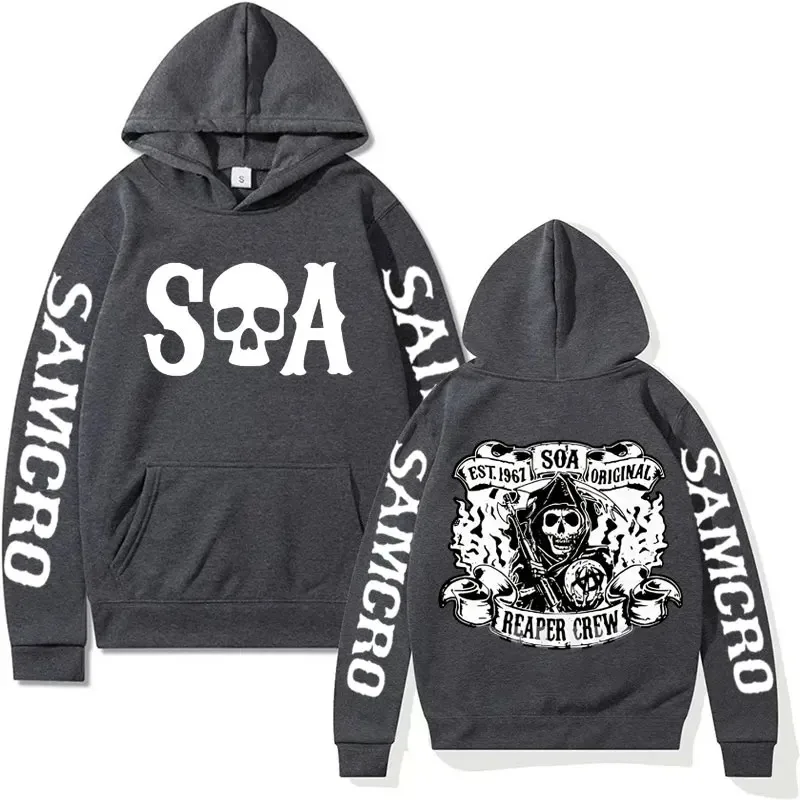 SoA-Sons of Anarchy SAMCRO Graphics Hoodie for Men Streetwear Rock Punk Sweatshirts Man Harajuku Trend Vintage Oversized Hoodies