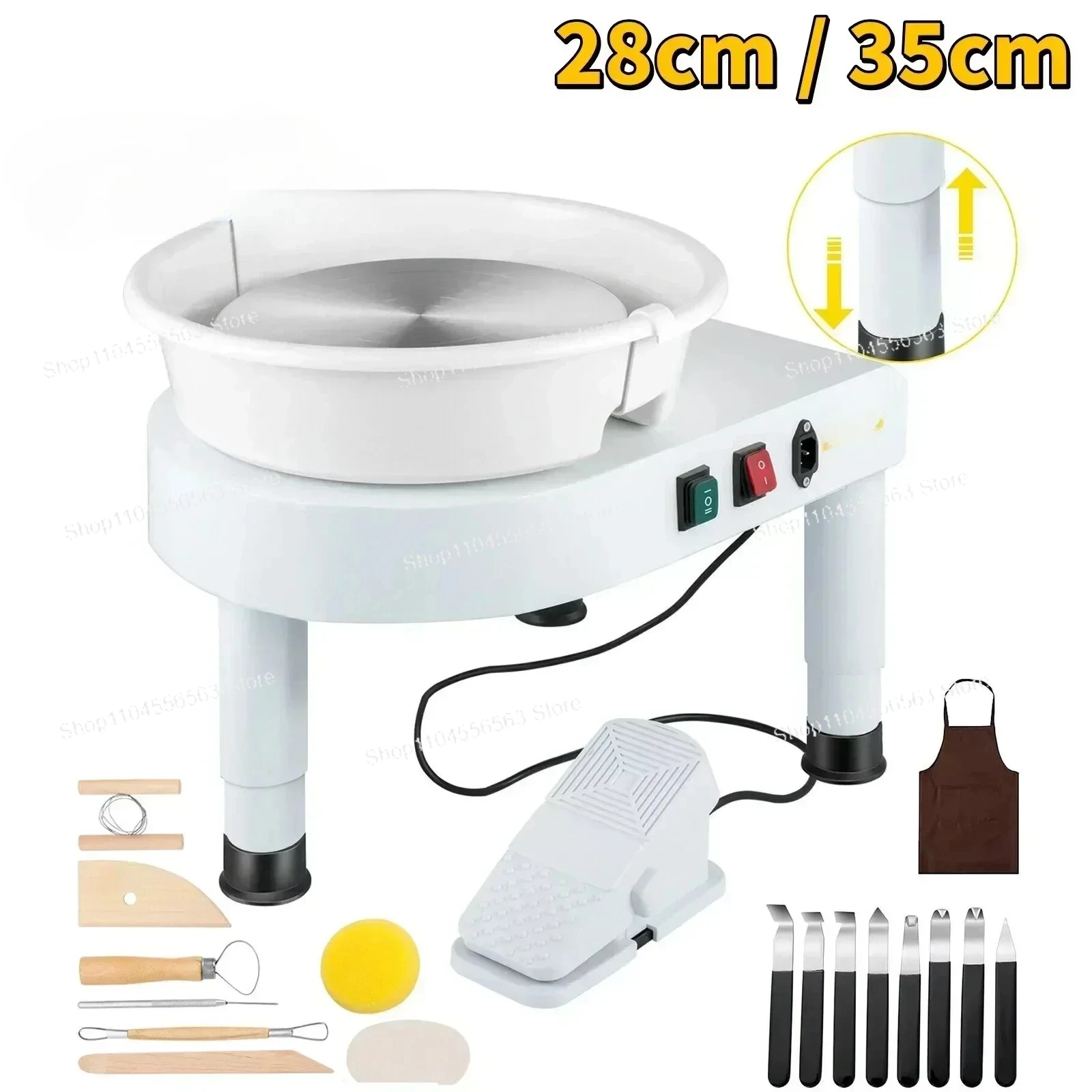 Electric Pottery Wheel Machine 28CM/35CM with Foot Pedal & Shaping Tools for Ceramic Clay DIY Art Craft School Use