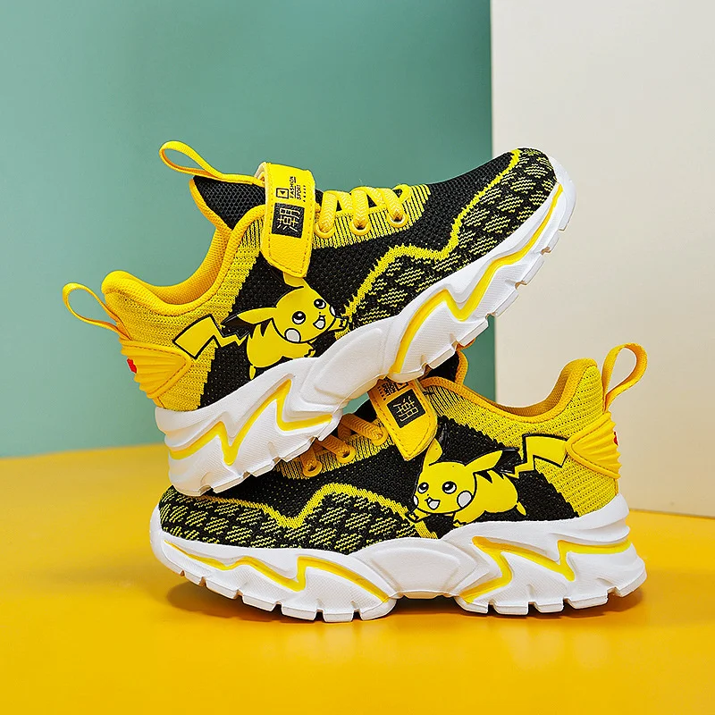 New Cartoon Pokemon Pikachu Boy Children Sports Shoes Fashion Anime Sneakers Student Casual Running Shoe Breathable Lightweight