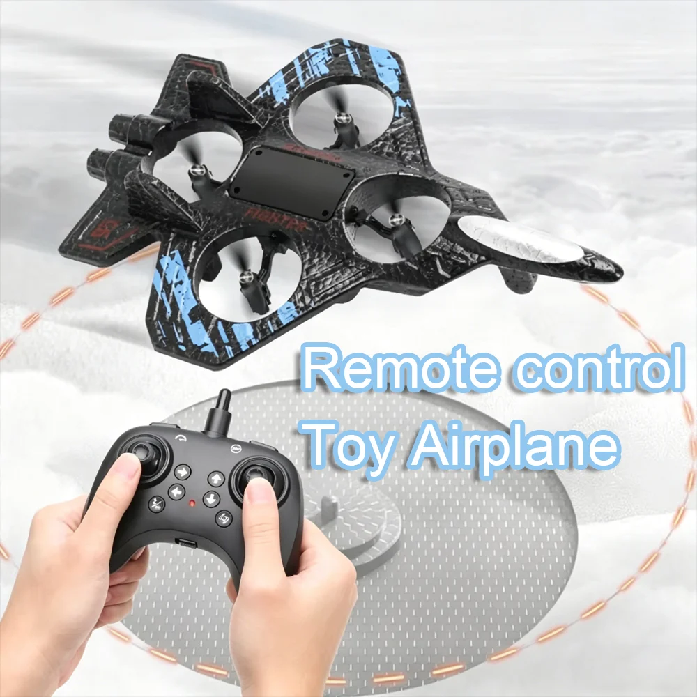 2.4G RC Fighter Jet Electric Glider Airplane Stunt Tumbling Aircraft with Colorful LED Lights Outdoor Flying Model Toy for Kids