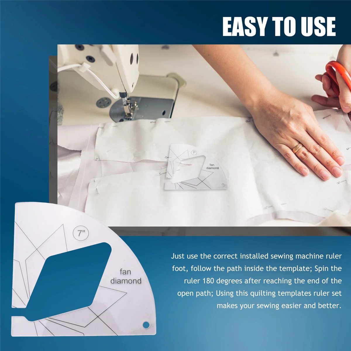 【PARTY】11PCS Free-Motion Quilting Template Set-Sewing Ruler & Clear Mark Acrylic Ruler & Ironing Ruler for DIY Machine Quilting