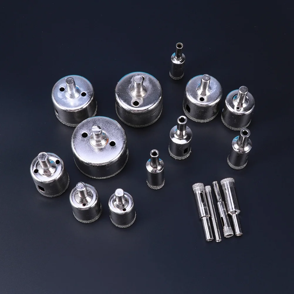 

15 шт. набор алмазных сверл, инструменты для резки стеклянных отверстий, прочный металл для плитки, мрамора, керамики, гранита, набор сверл 6-15 мм