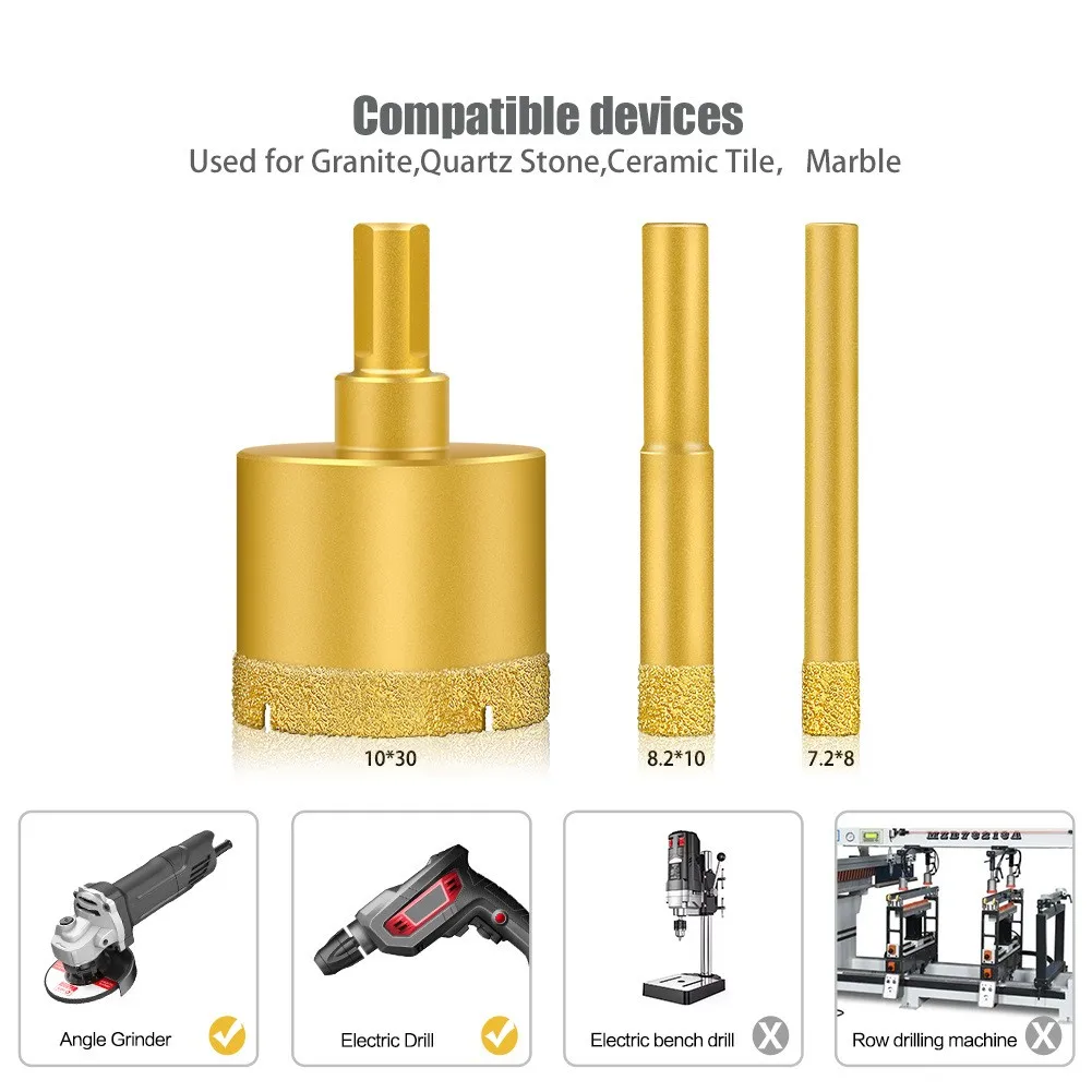 Dry tile drill bits, multifunctional marble, granite, glass, hole opener drill bits