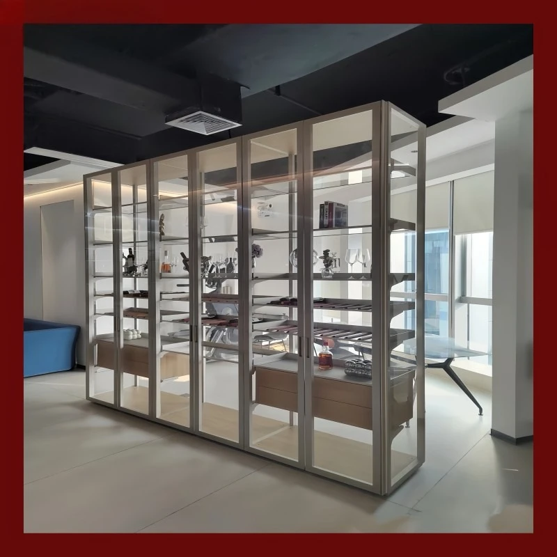 

Stainless steel transparent glass wine cabinet household living room wine display cabinet underground greenhouse