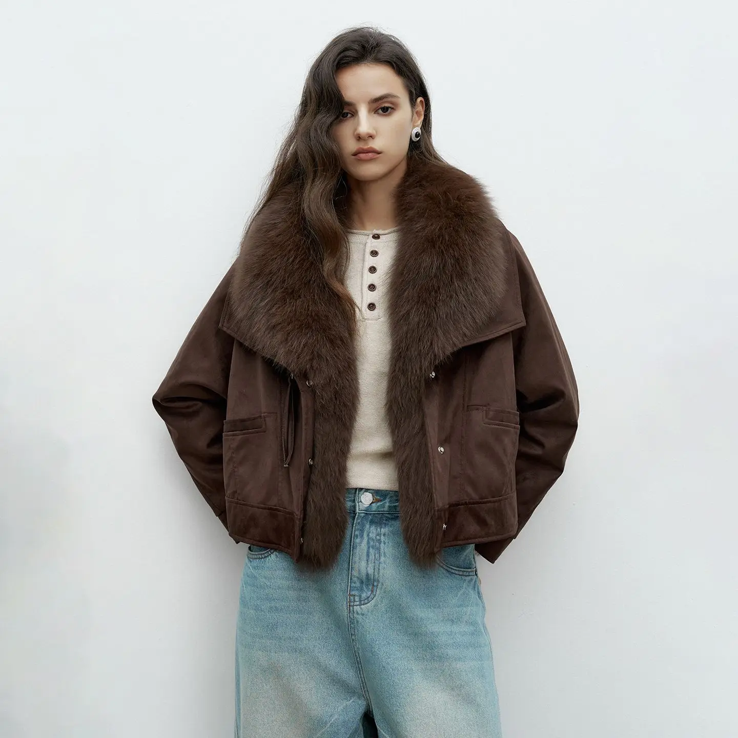 سترة نسائية شتوية جديدة لعام 2025 من الفرو المزيف سترة قصيرة من الفرو المتكامل #6