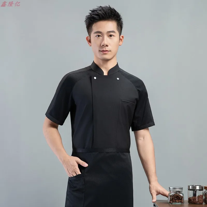 Uniforme de chef de hotel ocidental restaurante steakhouse verão manga curta roupas de trabalho cantina padeiro roupas de chef