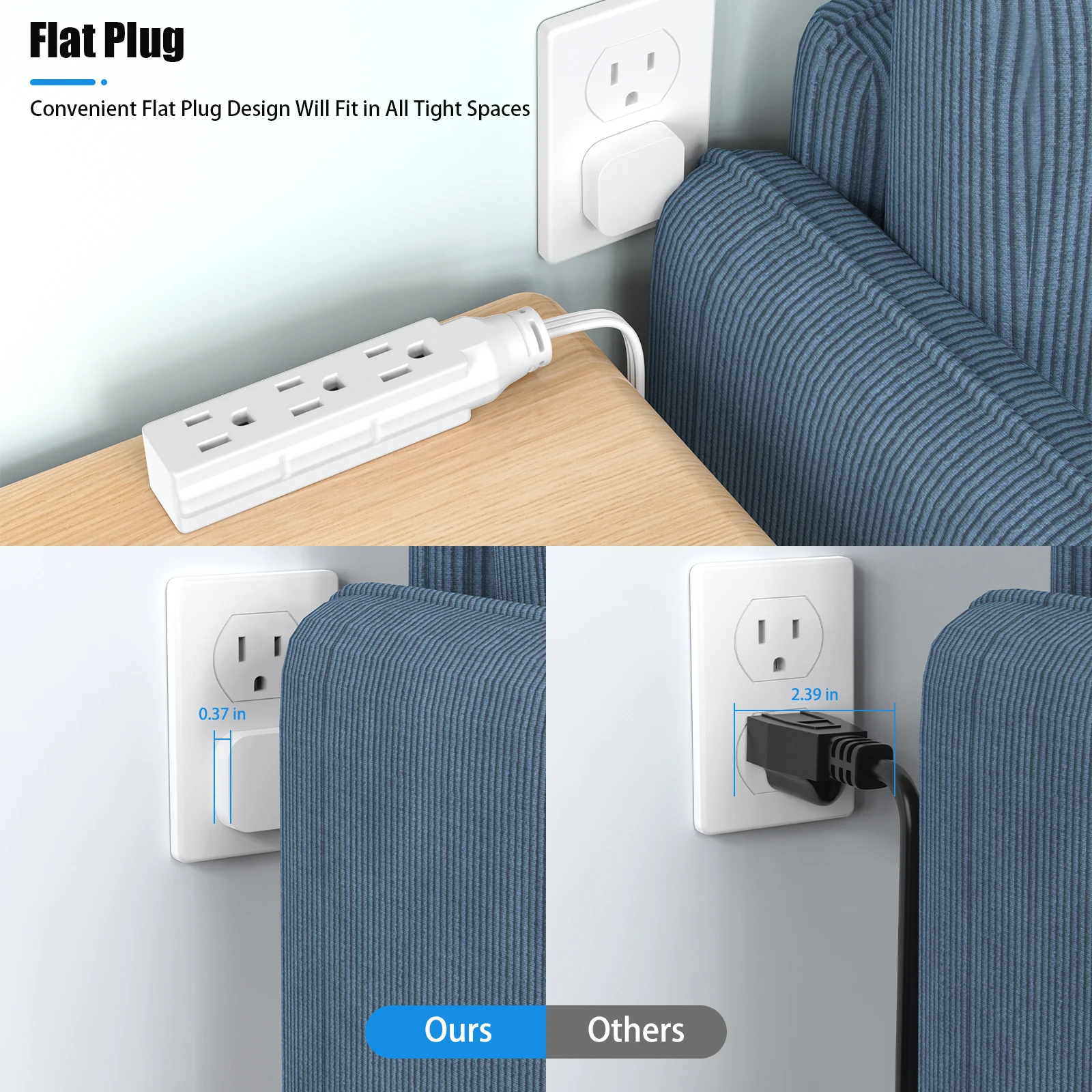 Multiprise à trois prises à fi - Power Strip Flat avis et prix