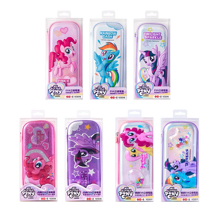 Anime Kawaii My Little Pony Stationery Box Girls Eva Three-Dimensional Pencil Box Cartoon Cute Student Large Capacity Pencil Bag