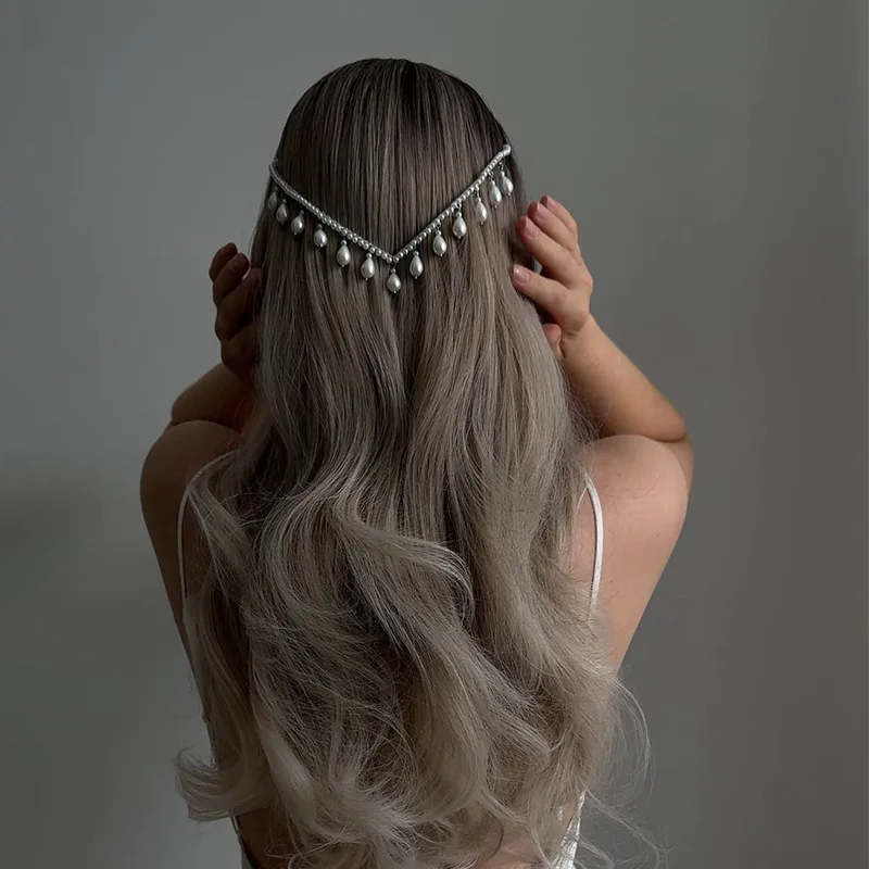 Fashion Bridal Wedding V-Shaped Headband Accessories For Women Pearl Jewelry Headpiece Party Celebration Hair Band Tiara